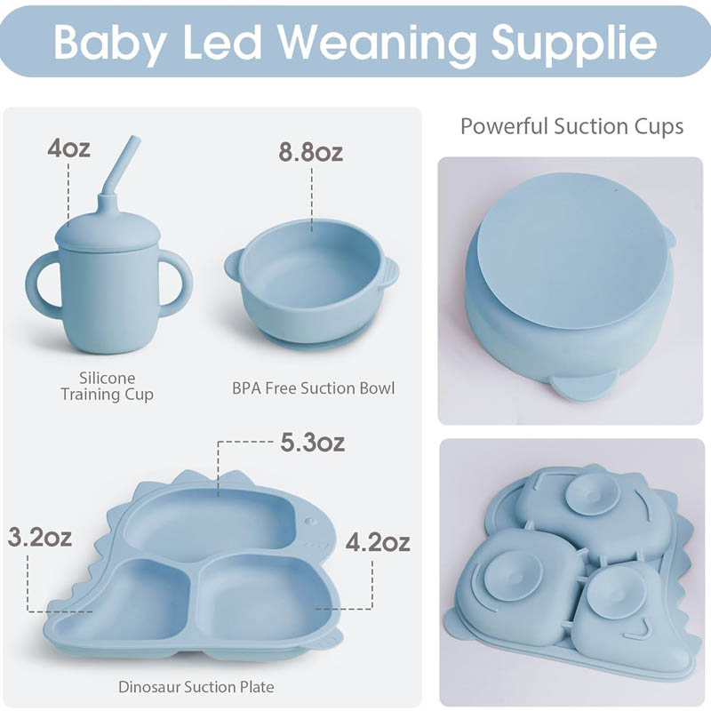 Baby Silicone Tableware Dinosa - Baby Led Weaning Set recension och pris