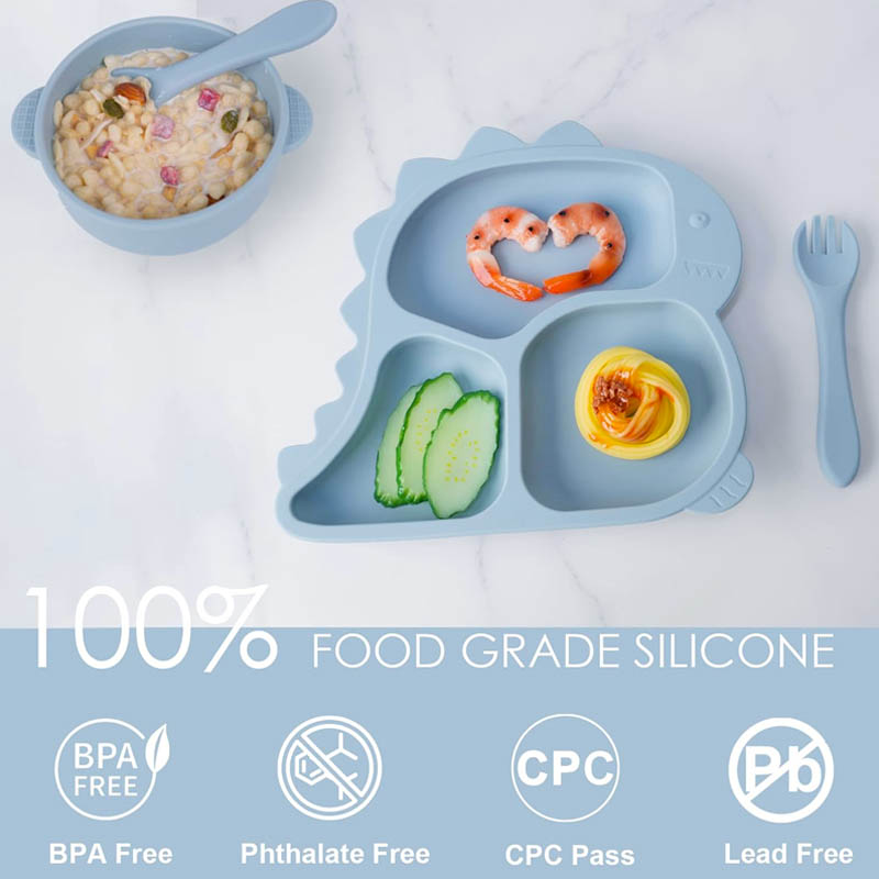 Baby Silicone Tableware Dinosa - Baby Led Weaning Set recension och pris