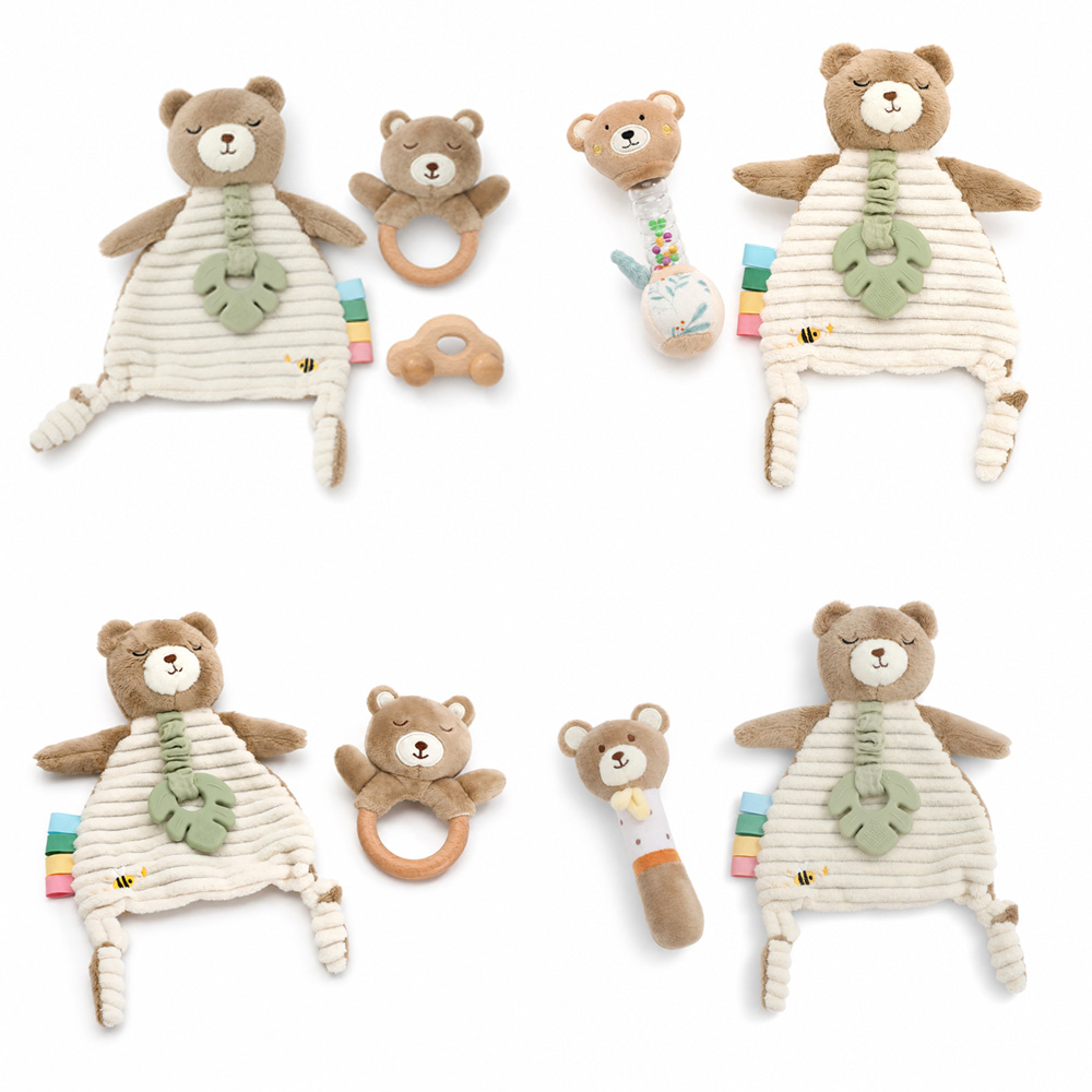 Cartoon Bear Baby Comfort Blan - Baby Rattle Toy Set recension och pris
